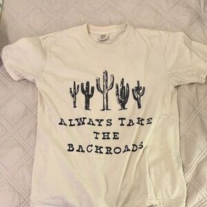 Comfort Colors Cream Tee with Black Cactus Design